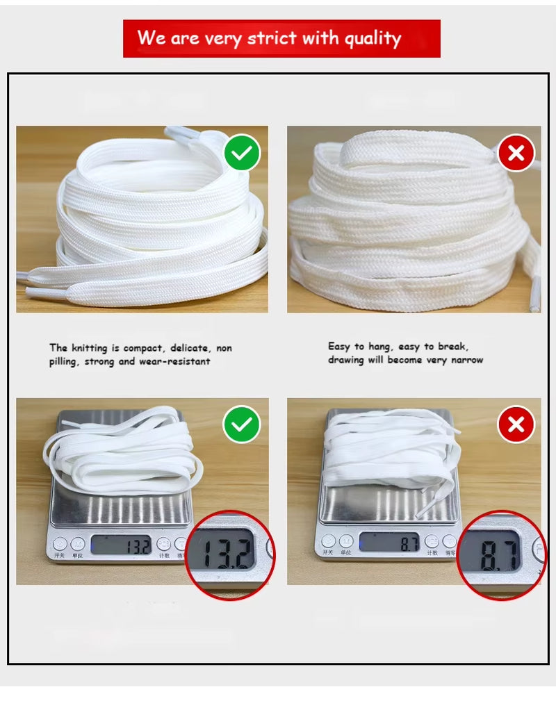 White Black Flat Shoelaces for Sneakers Laces Shoe Strings Classic Shoe Laces 70/90/100/120/140/160CM High-Quality Shoelace