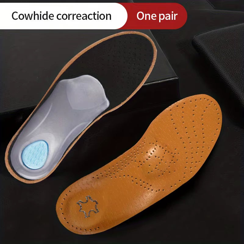 Leather Orthopedic Insoles Arch Support Insole Flat Feet Plantar Fasciitis Shoe Pads Quality Leather Deodorising Shoe Sole 1Pair